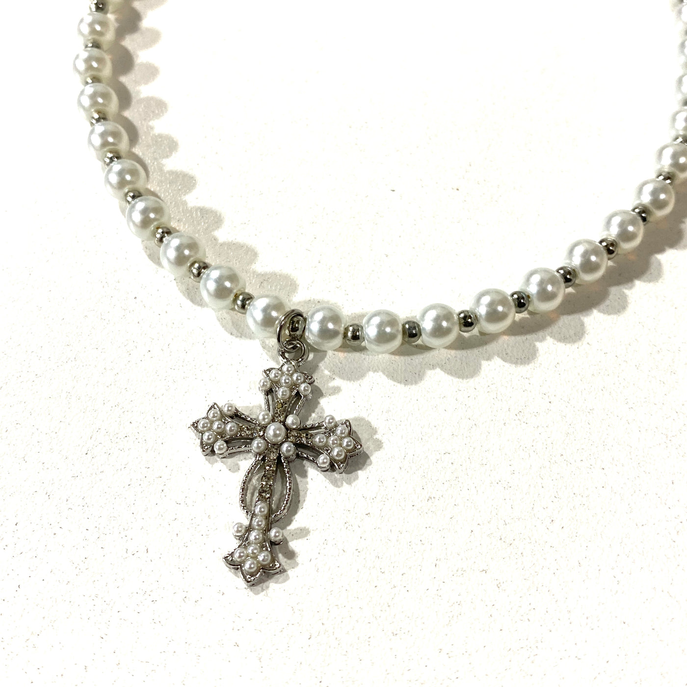 SILVER PEARL CROSS