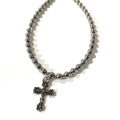 SILVER BEAD CROSS