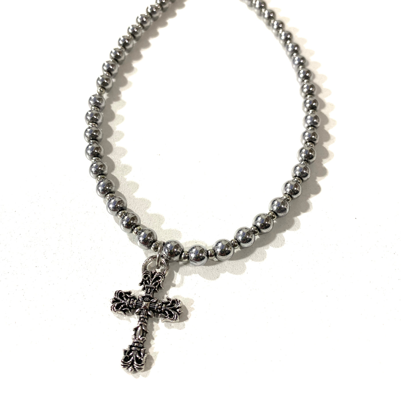 SILVER BEAD CROSS