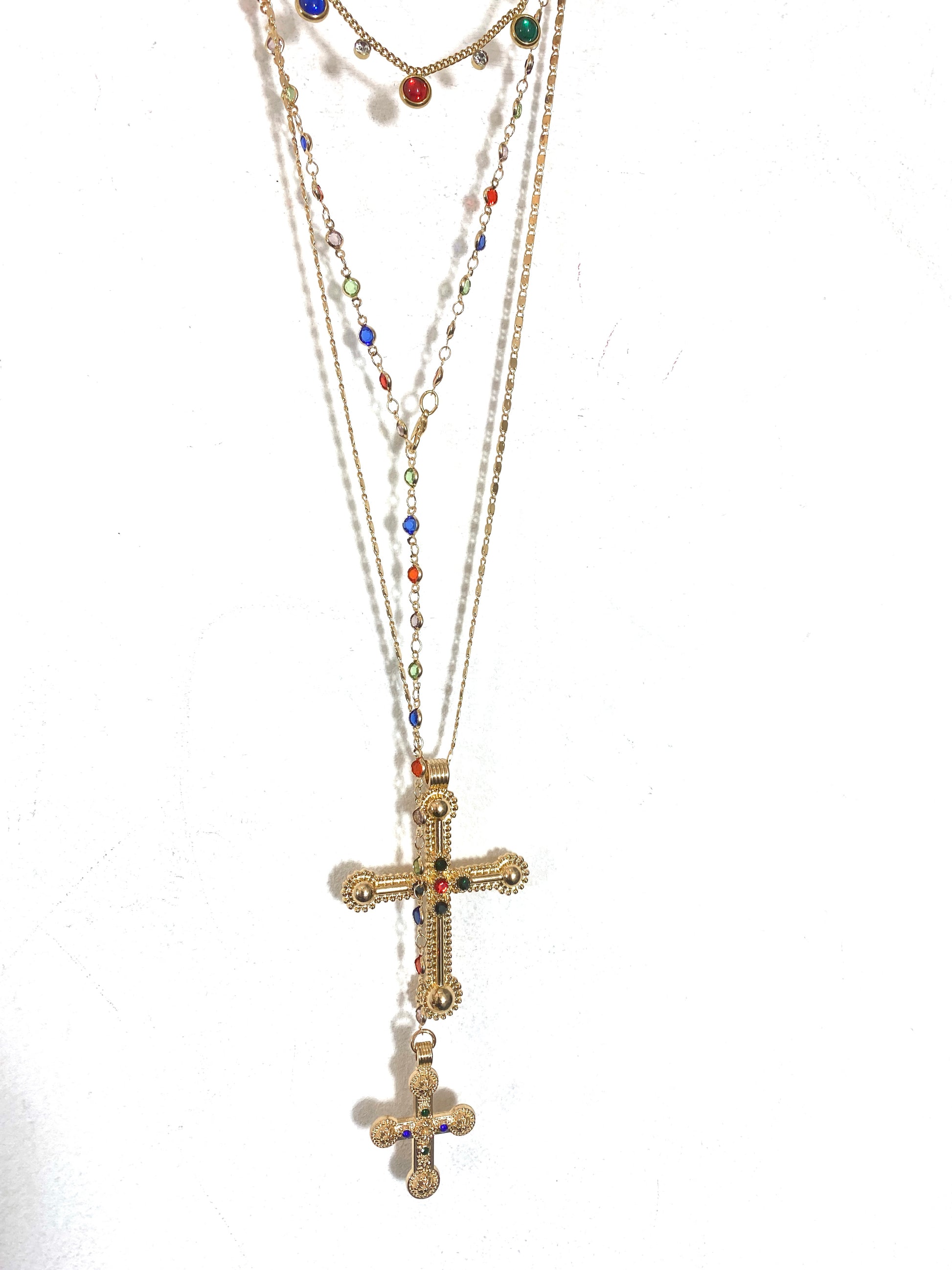 Sparkling Crystal & Cross Necklace Set