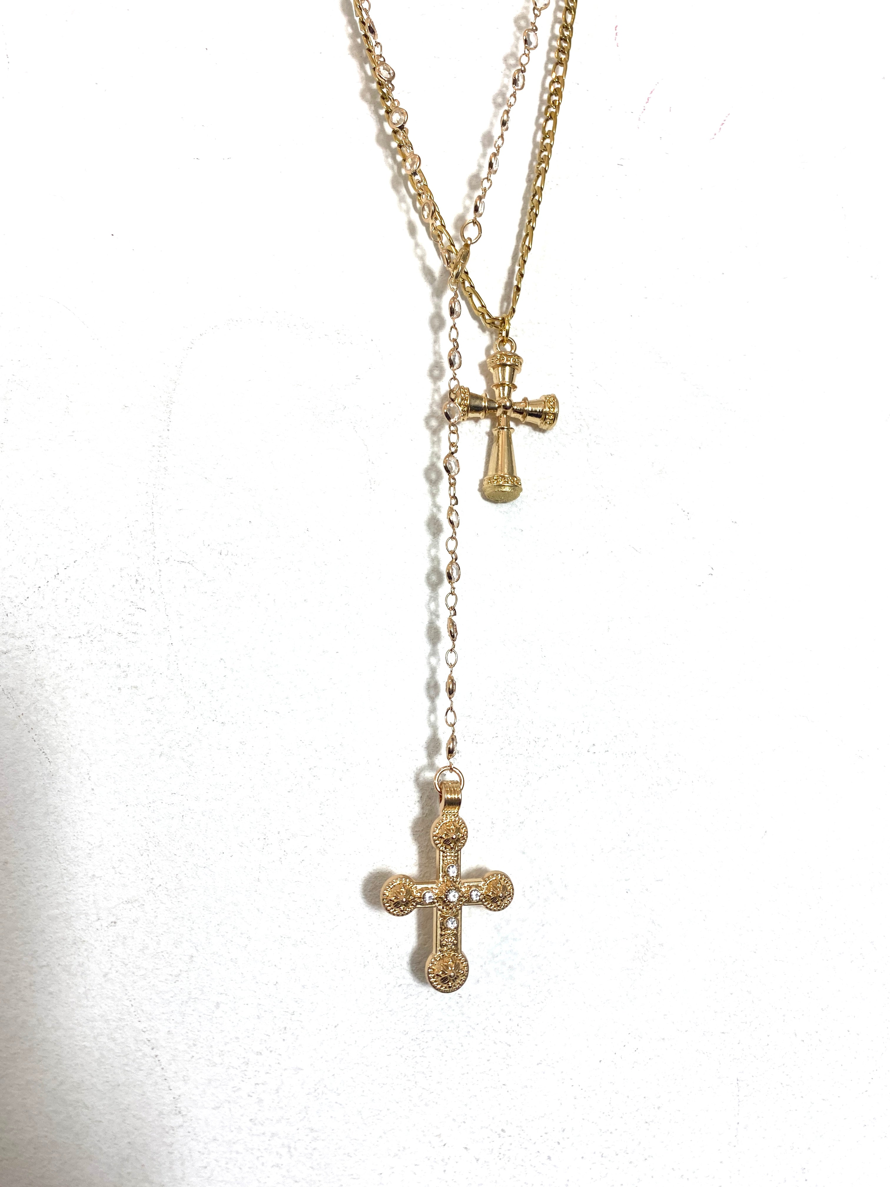 Classic Gold Cross Necklace Set