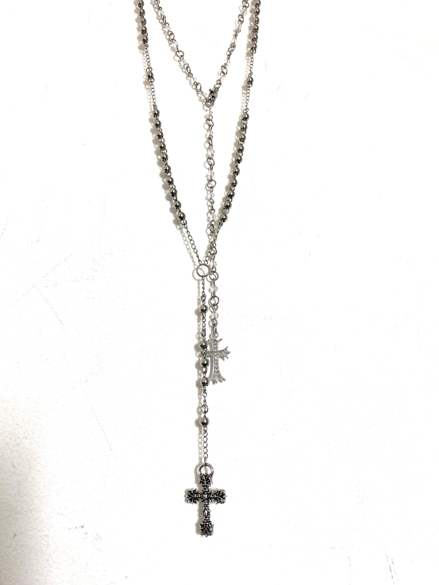 Classic Silver Cross Necklace Set